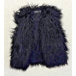 Minkpink Black Faux Fur Vest Rocker Size M/L Mobwife Y2K